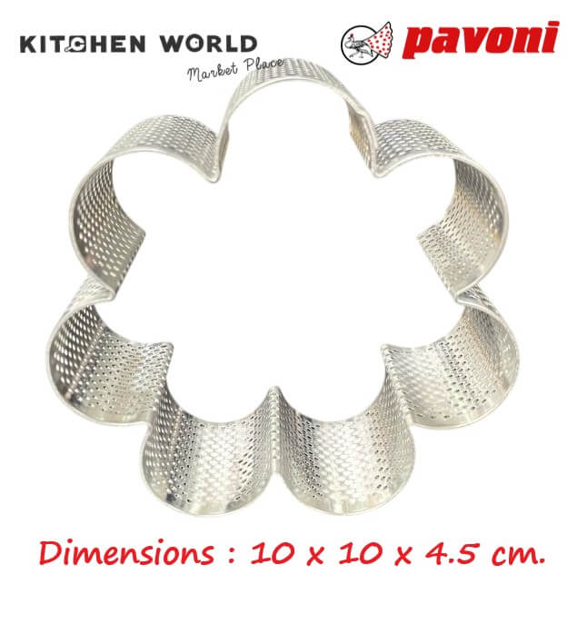 พิมพ์เค้กสแตนเลสเจาะรูรูปดอกไม้ PAVONI BW1436-51 ขนาด 10 ซม.